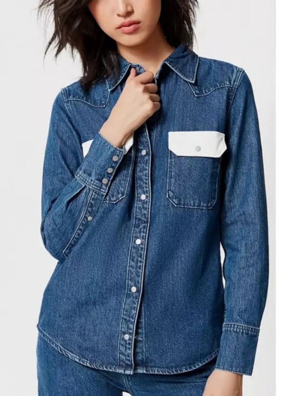 CALVIN KLEIN Raf Simmons Western Denim Shirt Sz Small 2018 Collection Denim